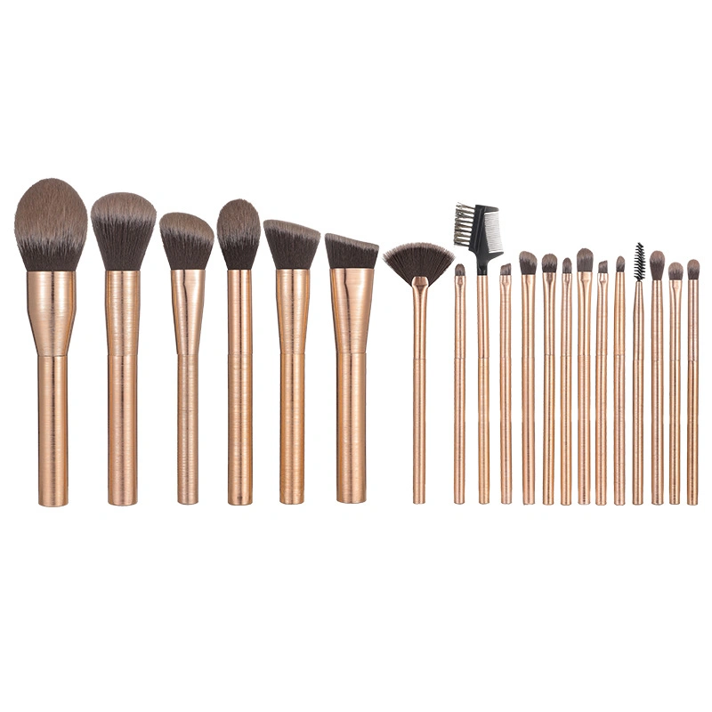 New Fashionable Full Aluminum Handle Makeup Brush Face Set 20 Piece Rose Gold Makeup Brush Set