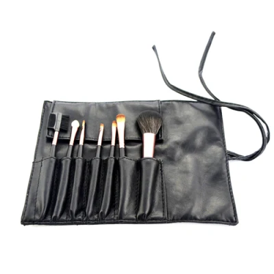 Sistema de cepillo portátil del maquillaje 7PCS de la marca del OEM con la bolsa cosmética de la PU